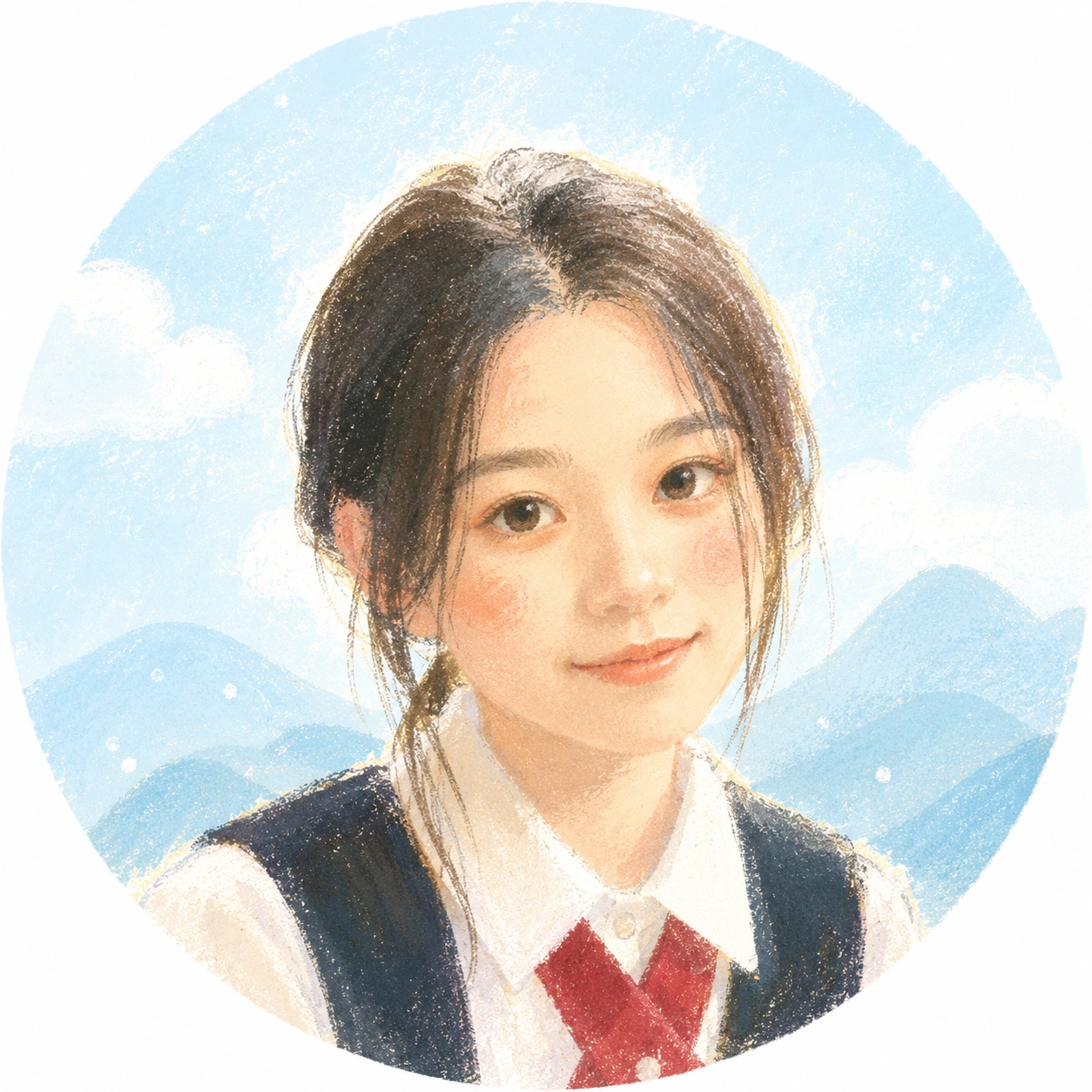 水彩漫画风女生头像